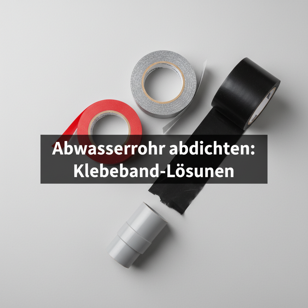 A clean, flat lay product photography style image showcasing an assortment of specialized adhesive tapes suitable for emergency pipe repair. Feature several rolls of self-fusing silicone repair tape, possibly alongside a heavy-duty waterproof duct tape and a butyl rubber sealing tape. Arrange them neatly on a simple, light-colored background, perhaps with a small, unsealed section of a grey PVC pipe for context. The style should be modern and emphasize the different textures and materials.