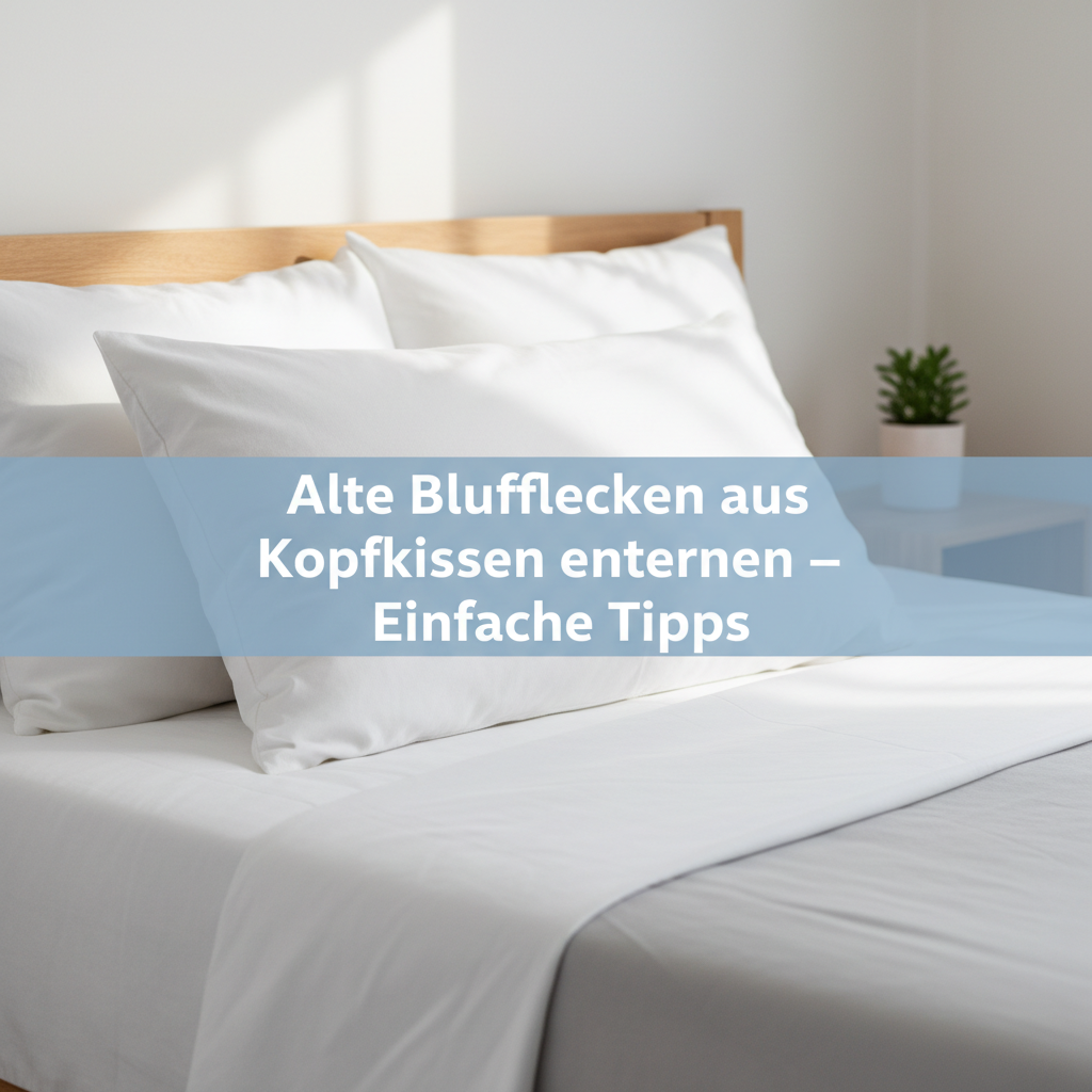 A professional photo capturing a beautifully clean and fresh white pillow, completely free of any stains, placed invitingly on a neatly made bed. The lighting is soft and natural, emphasizing the pristine quality and renewed hygiene of the pillowcase. The image should convey a sense of comfort, cleanliness, and successful restoration, suggesting a peaceful and healthy sleeping environment after following the article's tips.