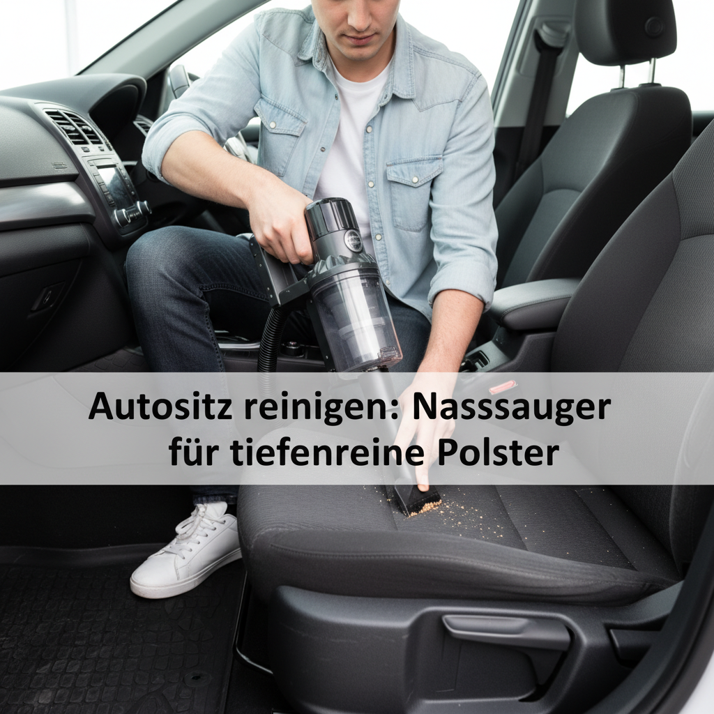 A bright, clean editorial photograph depicting the crucial pre-cleaning step. A person, wearing casual but neat attire, is meticulously using a handheld vacuum cleaner with an upholstery attachment to remove crumbs and visible debris from a car seat's seams and crevices. The car interior should appear well-maintained, but the focus is on the detailed pre-vacuuming. The overall tone should be practical and instructional, emphasizing thoroughness before the main wet cleaning process.