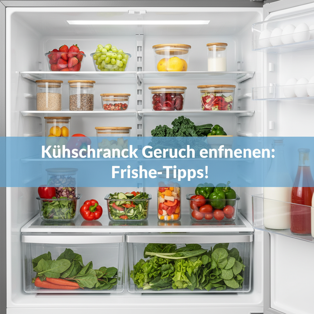 A high-quality professional photo of a sparkling clean and freshly organized refrigerator interior. The shelves, drawers, and door compartments should be impeccably clean, reflecting light. It should be neatly stocked with vibrant, fresh ingredients like colorful fruits, vegetables, and clear glass containers, exuding a sense of freshness and hygiene. The lighting should be bright and inviting, emphasizing the positive outcome of the cleaning process.
