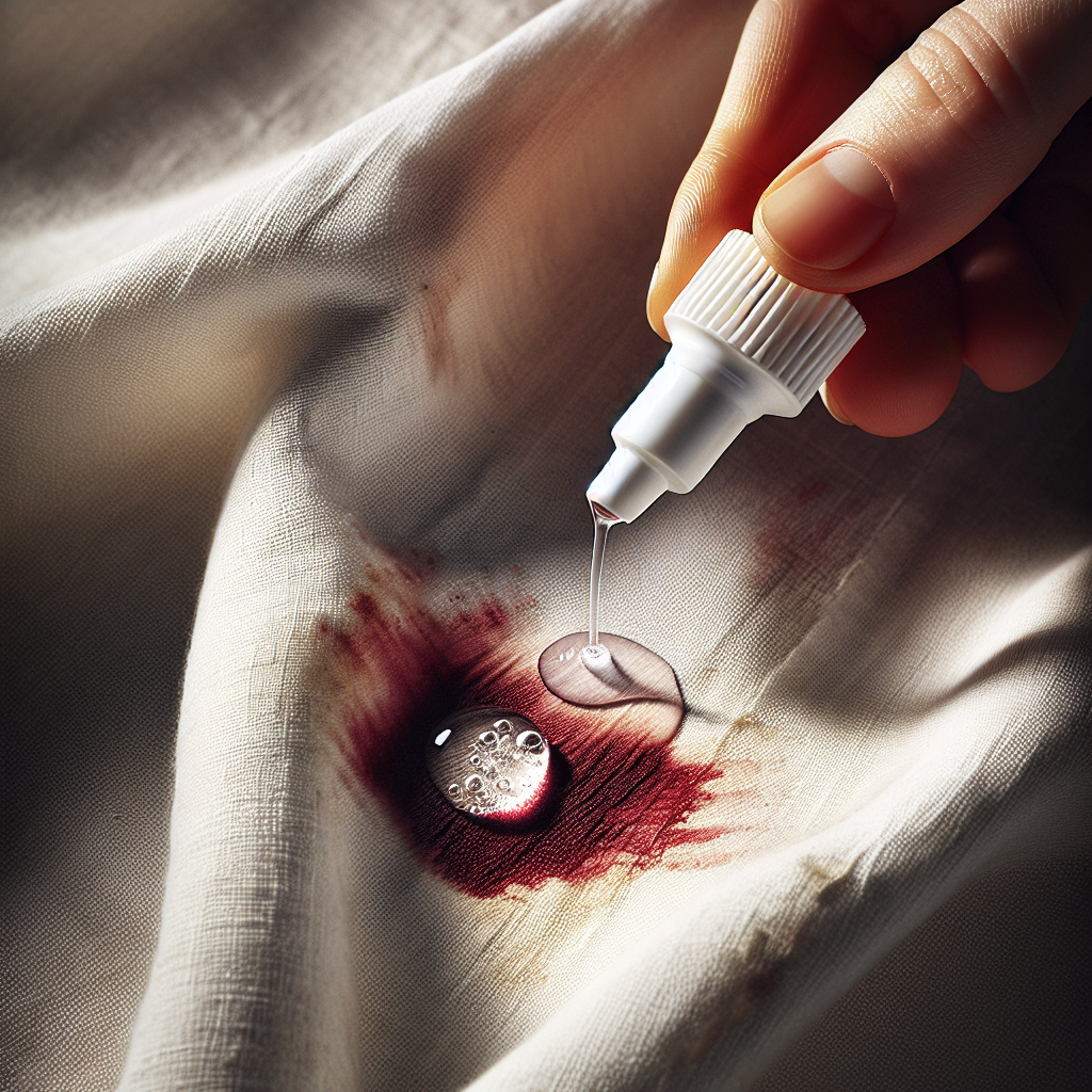 Close-up, top-down shot of an ancient, dried red wine stain on a crumpled white linen tablecloth being meticulously and gently lifted by a drop of a clear, bubbling, home-remedy-like liquid (symbolizing effective tips). The stain is visibly dissolving and fading, leaving a pristine white fabric underneath. The scene conveys a sense of delicate precision and successful restoration. Soft, natural light, macro photography style, extremely detailed.