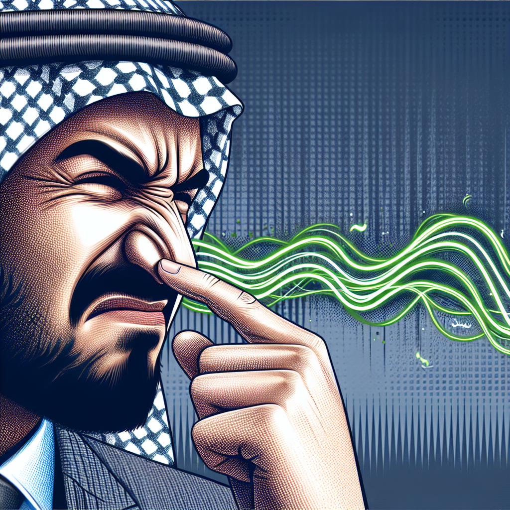 A close-up, stylized illustration of a person's face with a disgusted expression, pinching their nose, with subtle, wavy green lines emanating from the bottom of the frame, symbolizing a very strong, foul odor. The background is softly blurred, hinting at a domestic setting like a carpet or sofa. The style is clean, modern, and aims to convey the unpleasantness without being explicit or graphic.