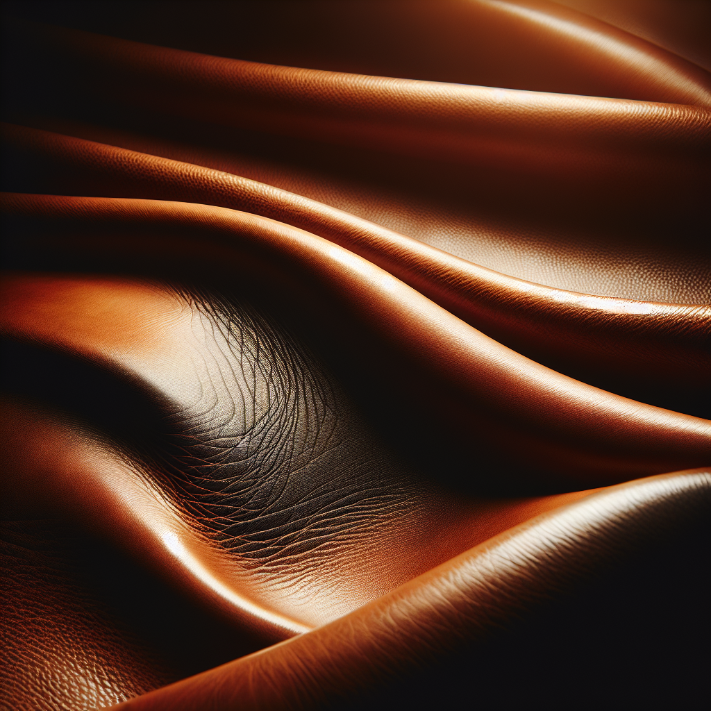 An elegant, perfectly clean and well-maintained leather surface, such as a section of a high-quality leather sofa or a luxurious handbag, gleaming softly under warm lighting. The leather has a rich texture and no visible blemishes or stains, symbolizing successful care and restoration.