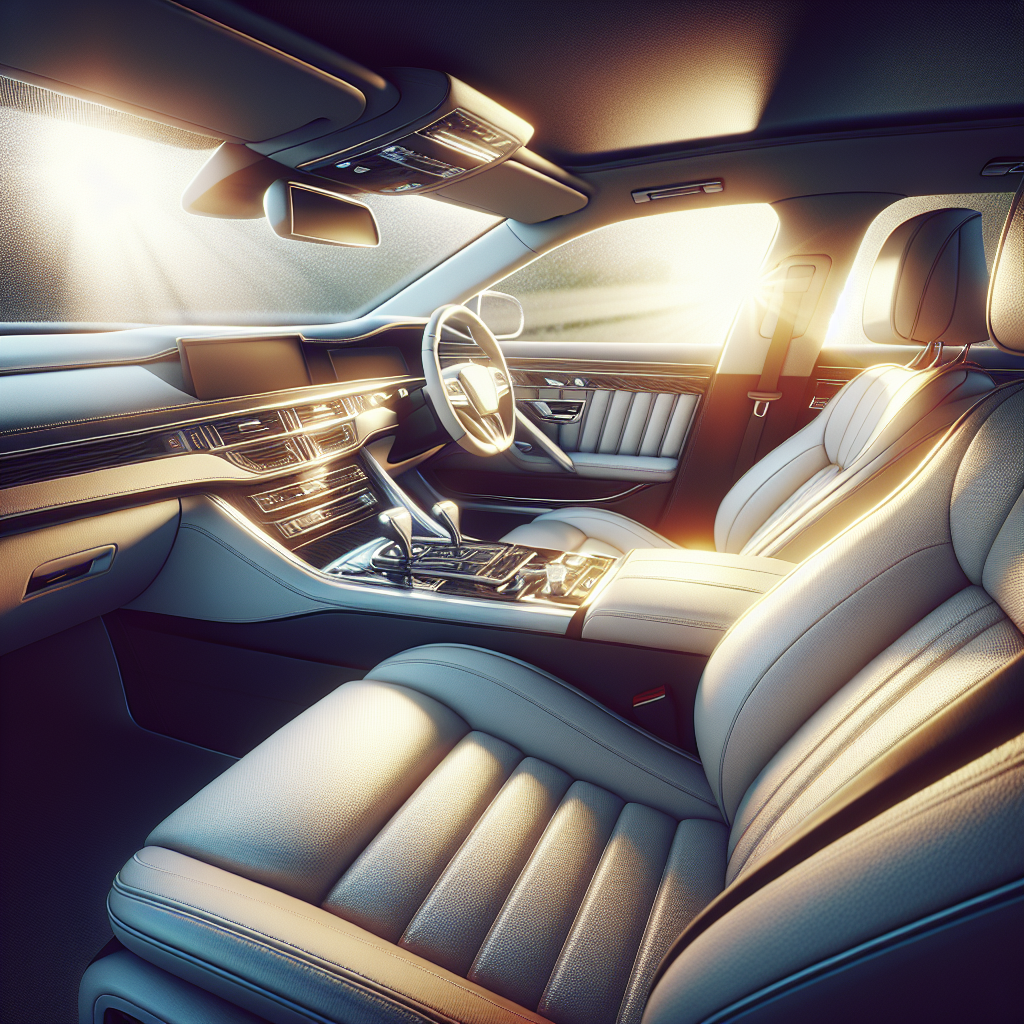 A bright, inviting, and meticulously clean car interior, bathed in soft, natural daylight. The leather or fabric seats are pristine, the dashboard gleams, and the overall atmosphere conveys a powerful sense of renewed freshness and purity, completely free from any unpleasant odors. No people are visible, allowing the focus to be solely on the immaculate and appealing state of the vehicle's interior. High-resolution, crisp details, comfortable ambiance.