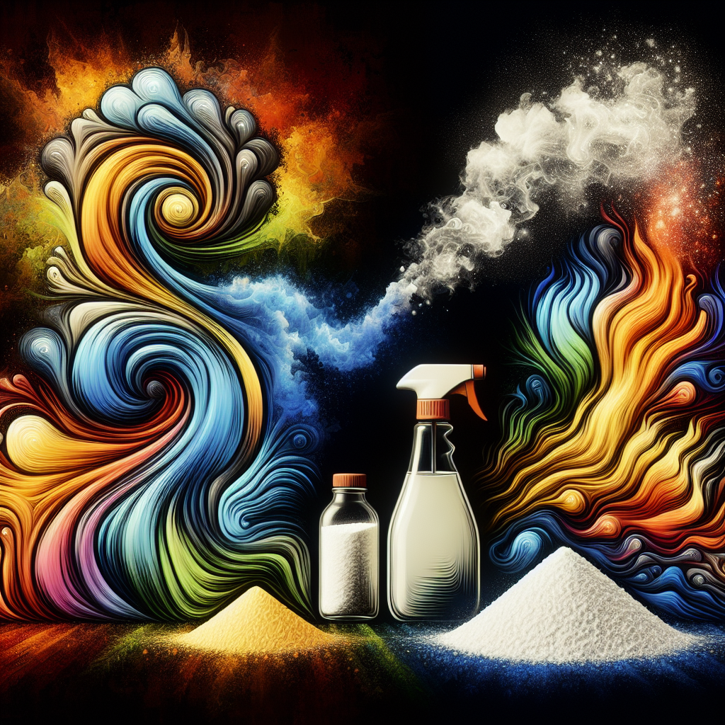 A creative and symbolic image illustrating the effective removal of unpleasant odors. Abstract, dark, wavy lines representing bad smells are visibly dissipating and being absorbed by stylized, bright representations of baking soda powder and a splash of white vinegar. The scene conveys a powerful cleansing action, transforming the atmosphere from stale to fresh and pure. The background hints at a clean, well-maintained home, possibly with a subtle light source suggesting renewed freshness. Dynamic composition, vivid colors for the remedies, artistic digital painting.